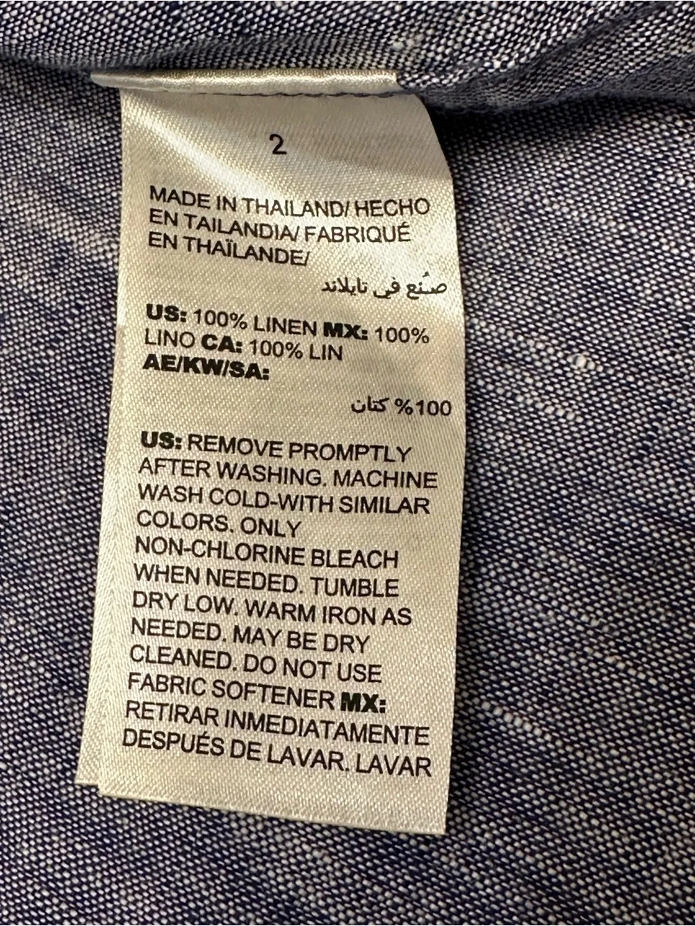 Chico’s No Iron 100% Linen Inner Beauty Tunic Shirt Floral Trim Size 2 L - Picture 5 of 11